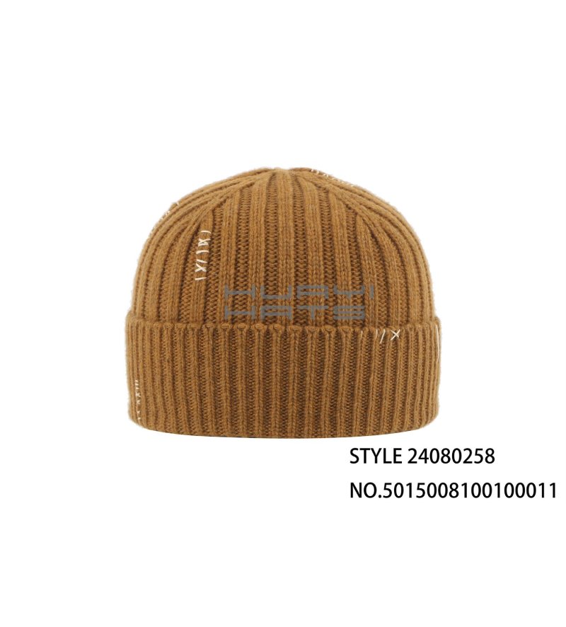 Fashion Brown Wool Knit Beanie Wholesale