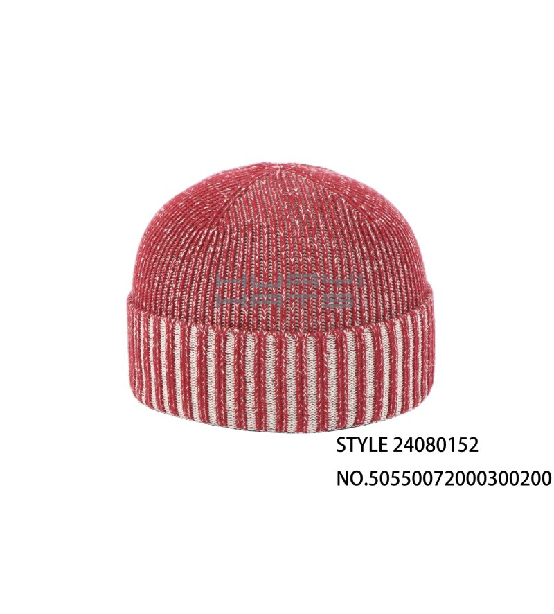 Vintage Red And White Striped Knitted Beanie Hat