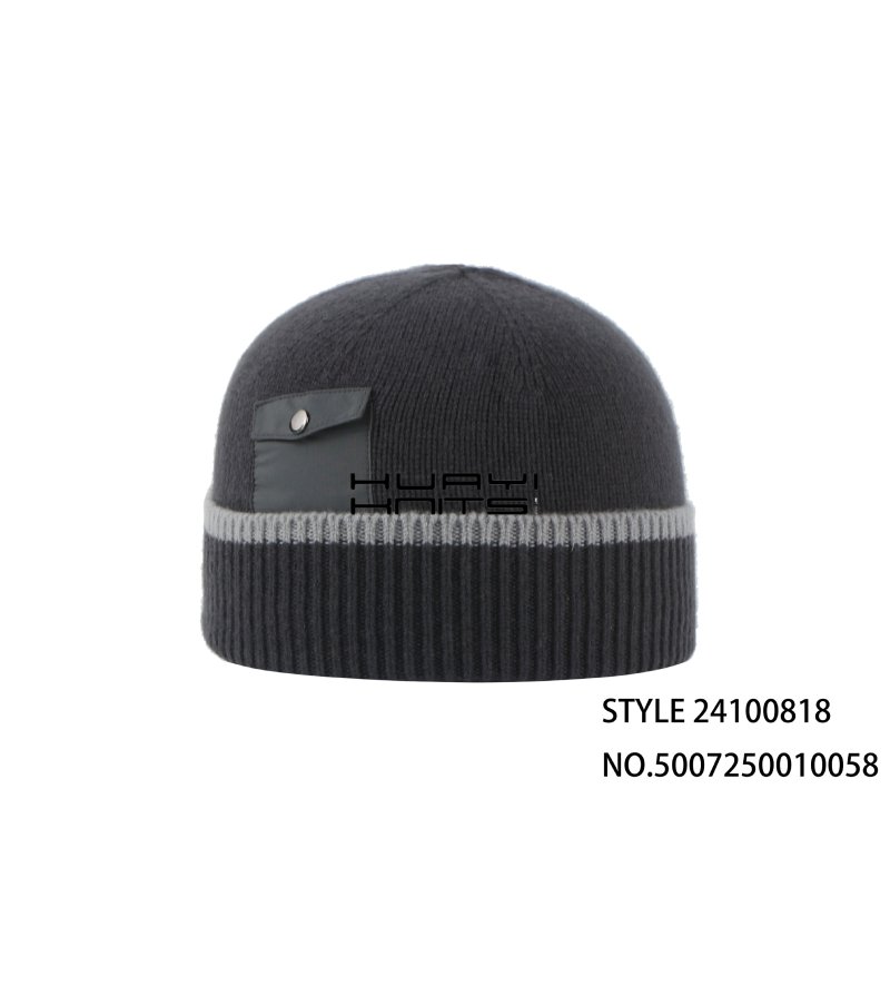 Custom Black Simple Knitted Beanie Hat