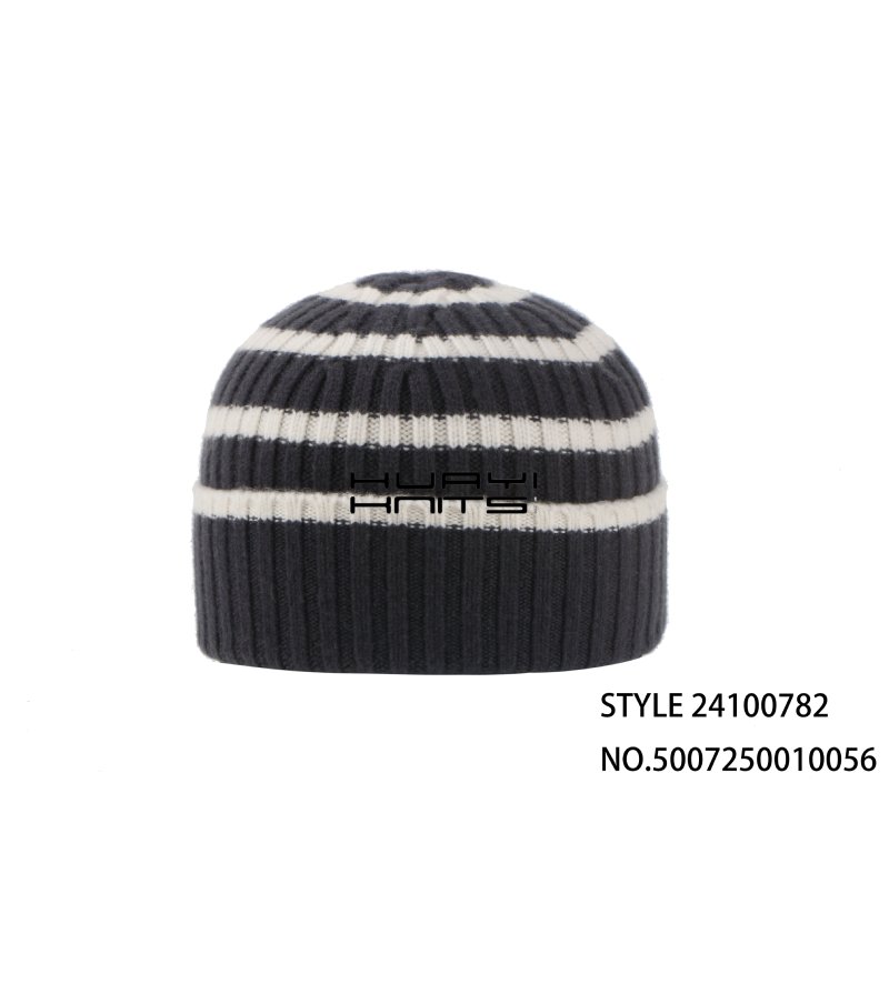 Custom Black Striped Knitted Beanie Hat