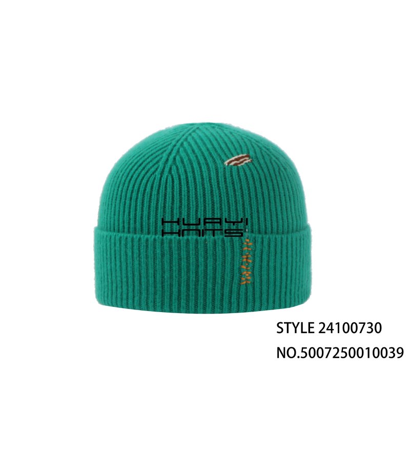 Green Knitted Beanie Hat