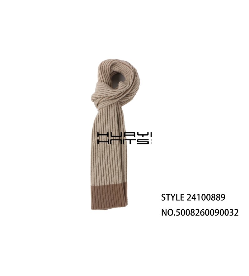 Gradient Brown-Beige Knitted Scarf