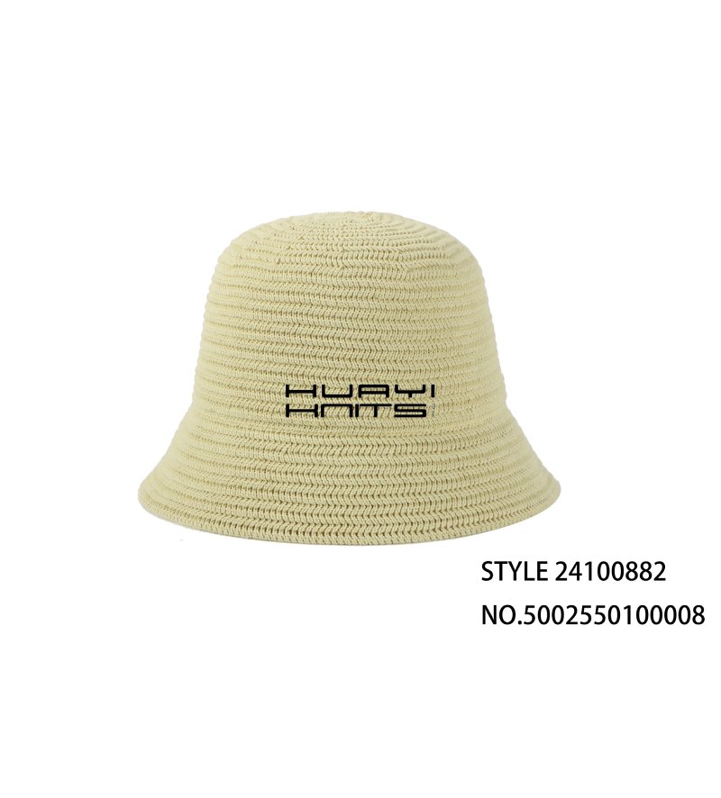 Custom Fashion Light Yellow Knitted Bucket Hat