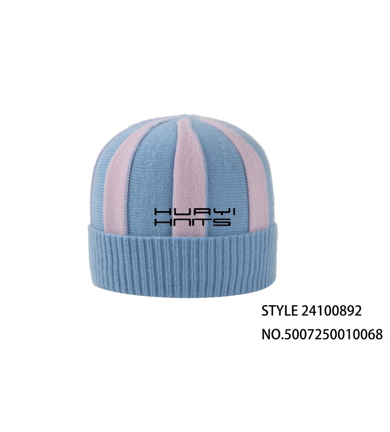 Custom Blue And Pink Patchwork Knitted Beanie