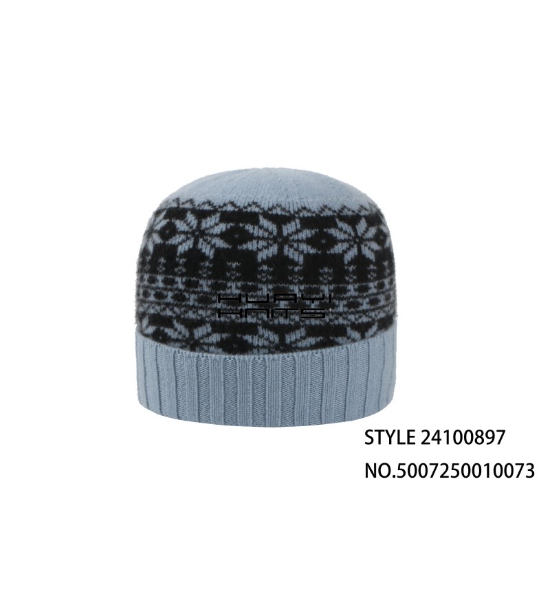 Custom Blue Jacquard Wool Beanie Hat