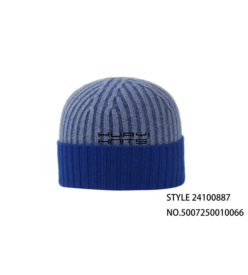 Custom Dark Blue Two-Tone Wool Beanie